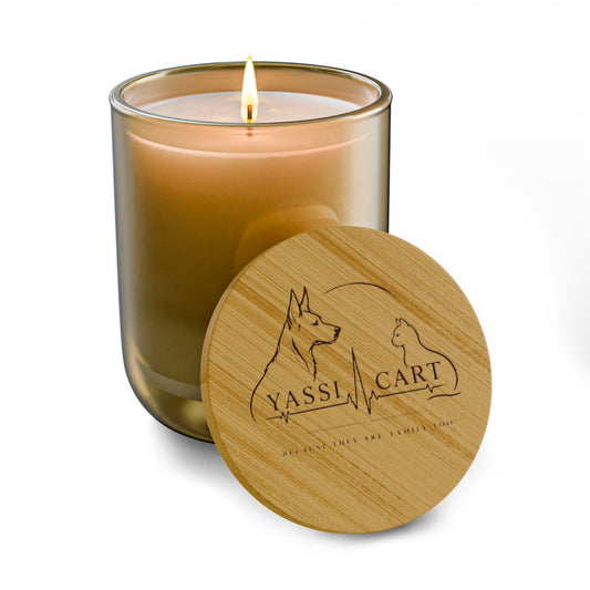 YASSI Heaven Scent Pet Memorial Candle with Engraved Bamboo Lid
