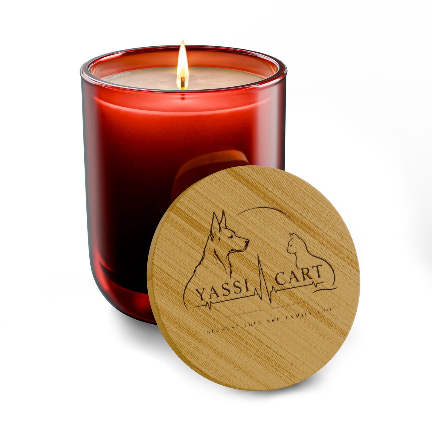 YASSI Heaven Scent Pet Memorial Candle with Engraved Bamboo Lid
