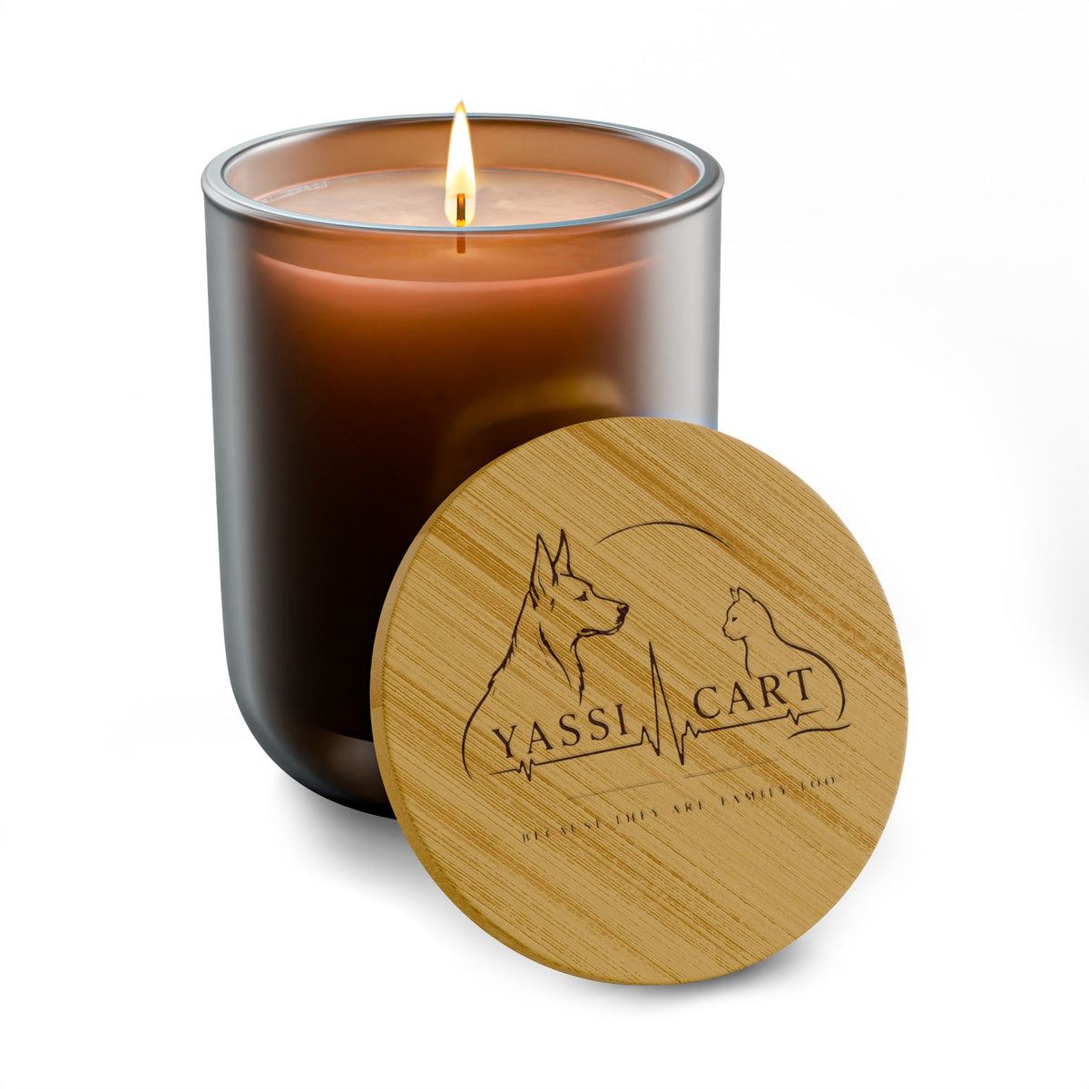 YASSI Heaven Scent Pet Memorial Candle with Engraved Bamboo Lid