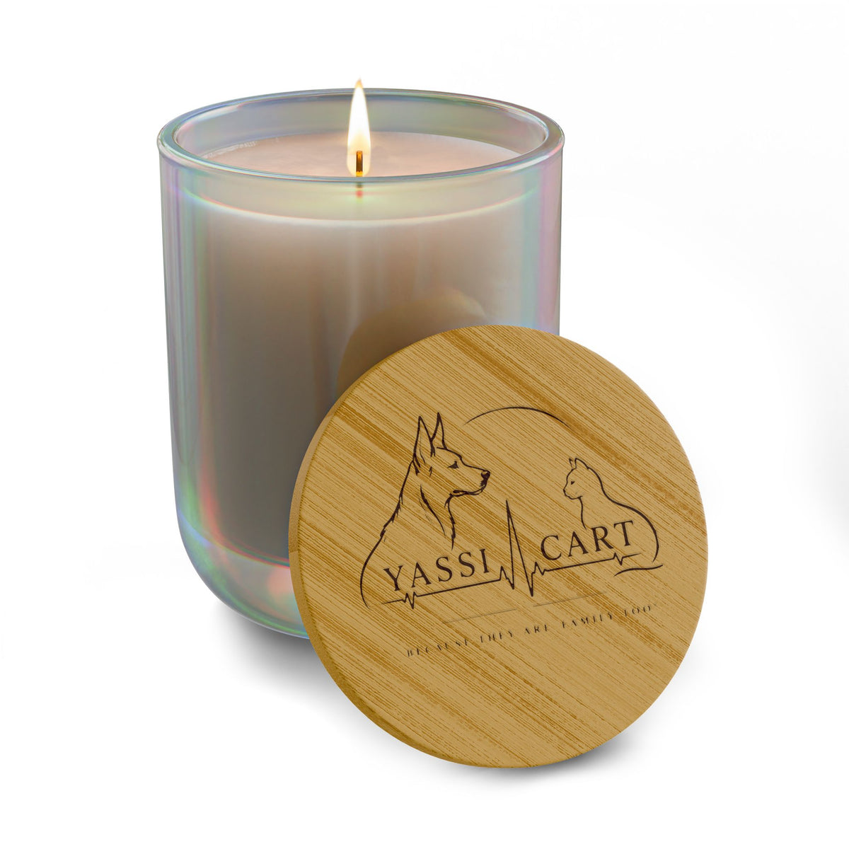 YASSI Heaven Scent Pet Memorial Candle with Engraved Bamboo Lid