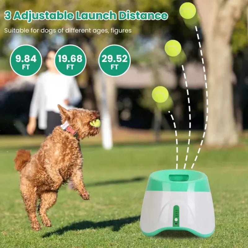 YASSI Interactive Automatic Pet Ball Launcher - Electronic Tennis Ball Thrower Toy for Dogs