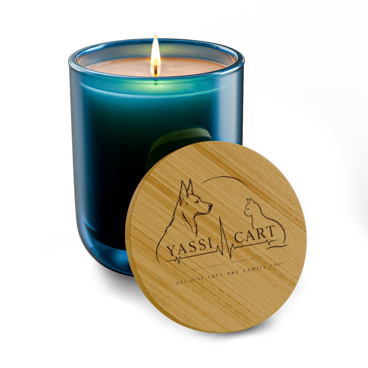 YASSI Heaven Scent Pet Memorial Candle with Engraved Bamboo Lid
