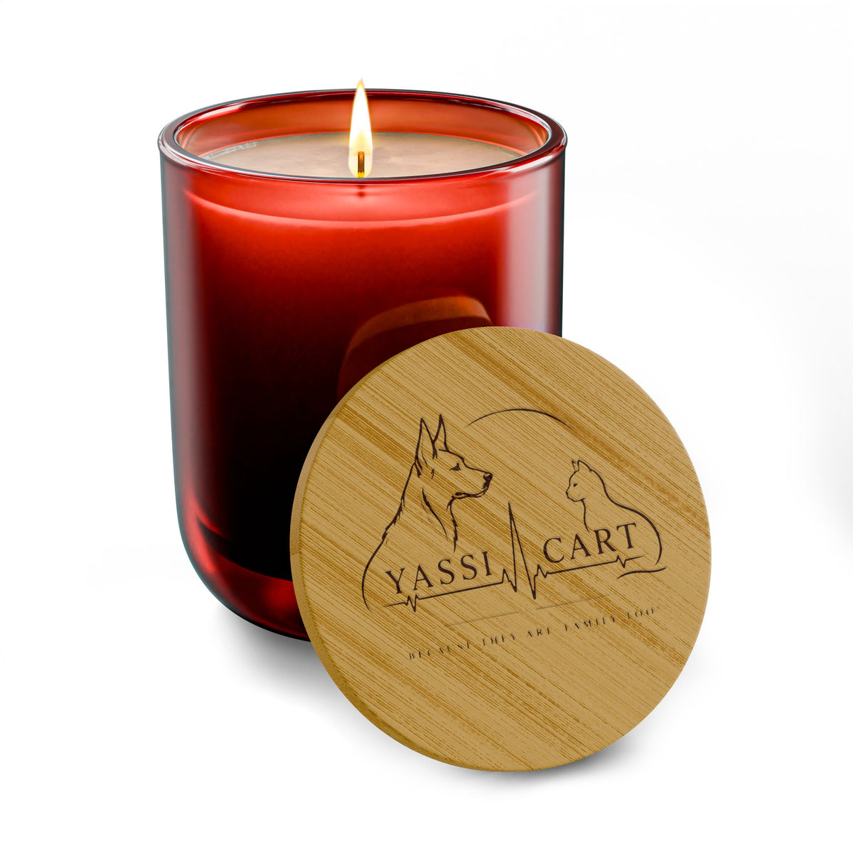 YASSI Heaven Scent Pet Memorial Candle with Engraved Bamboo Lid