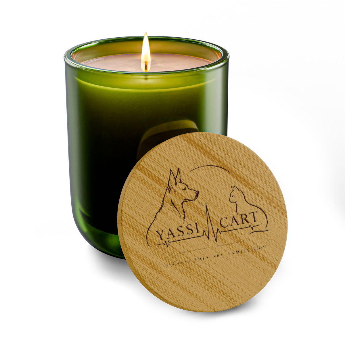 YASSI Heaven Scent Pet Memorial Candle with Engraved Bamboo Lid