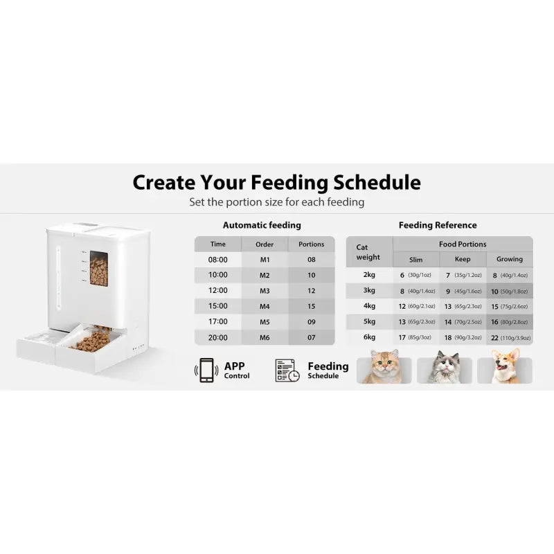 YASSI WiFi Automatic Smart Pet Feeder - App Controlled Timed Dog & Cat Food Dispenser