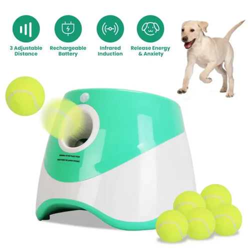 YASSI Interactive Automatic Pet Ball Launcher - Electronic Tennis Ball Thrower Toy for Dogs