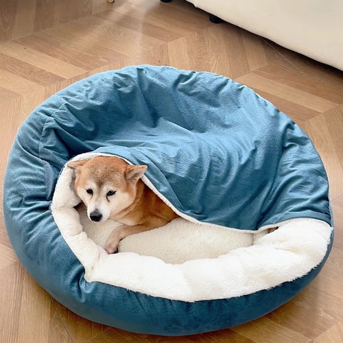 YASSI Hooded Cuddler Pet Bed for Dogs & Cats