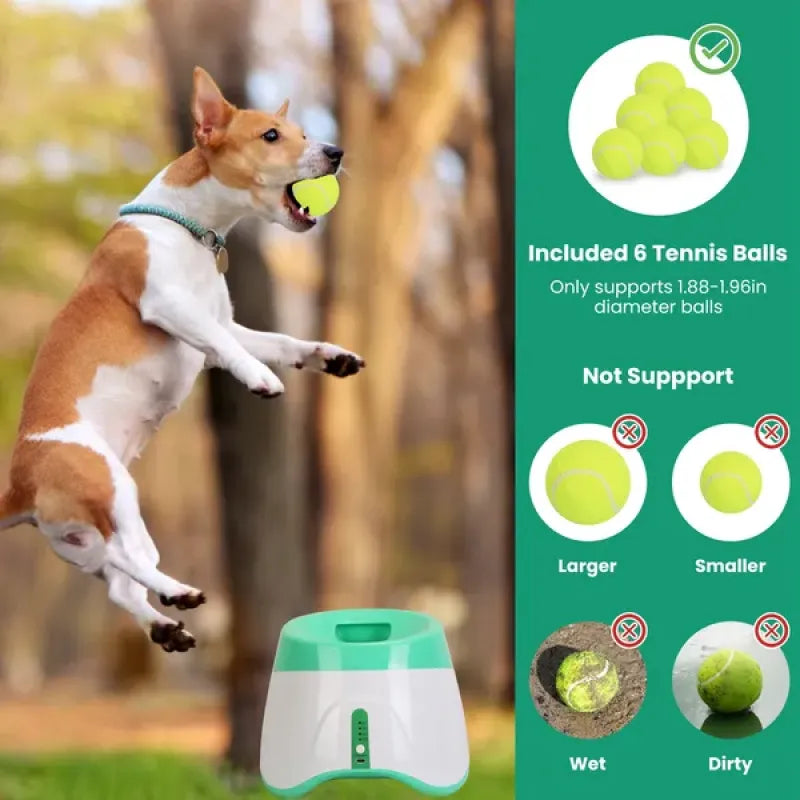 YASSI Interactive Automatic Pet Ball Launcher - Electronic Tennis Ball Thrower Toy for Dogs