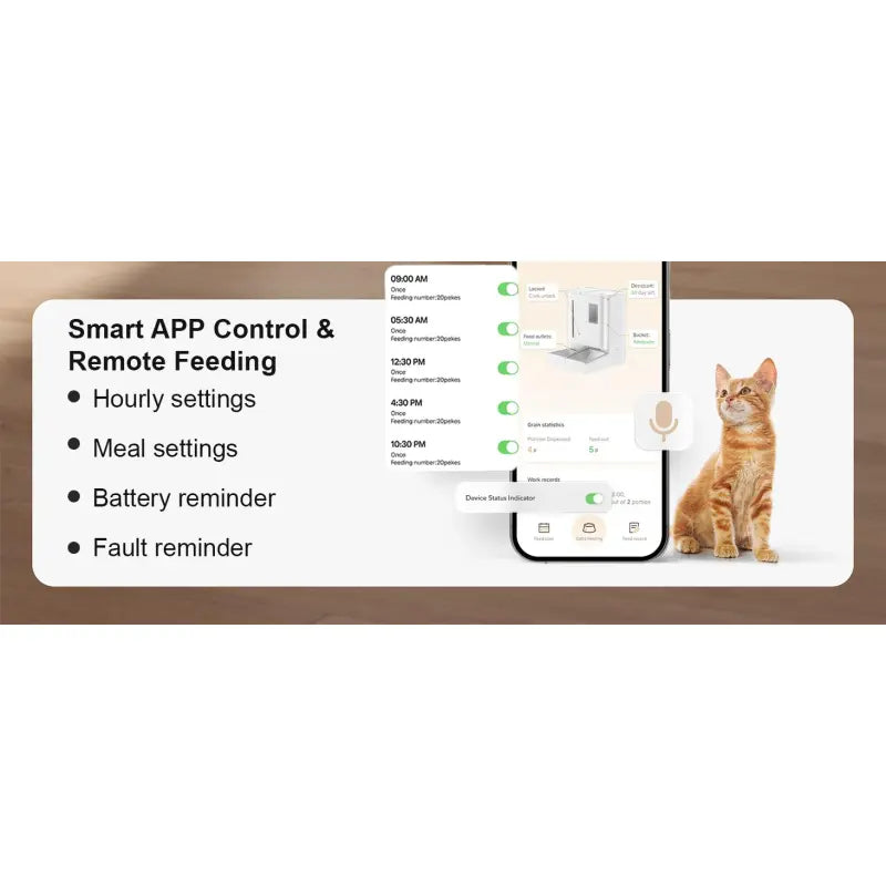 YASSI WiFi Automatic Smart Pet Feeder - App Controlled Timed Dog & Cat Food Dispenser